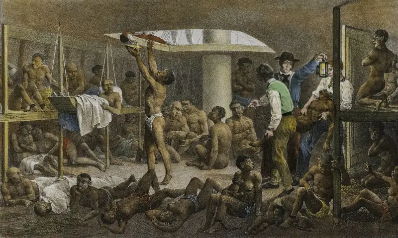 "Negres a fond de calle" ("Navio negreiro") de Johann Moritz Rugendas, de 1830.