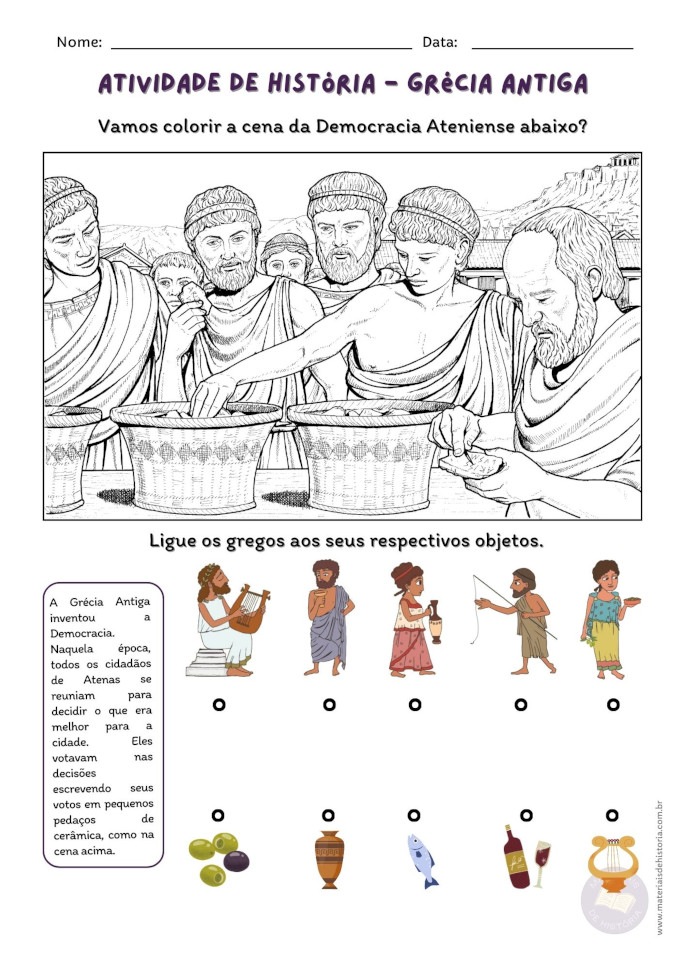 Educação Especial - Atividade adaptada sobre Grécia Antiga. A democracia ateniense.