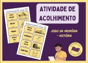 Atividade de acolhimento para os voltas às aulas. Aula de história.