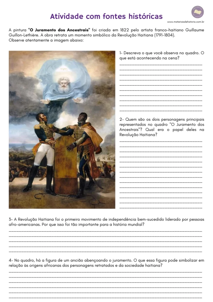 Atividade sobre as Independências da Américas. EF08HI08 EF08HI10 EF08HI11 EF08HI13