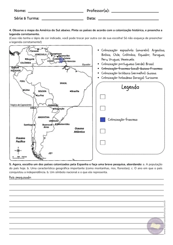 Atividade de Introdução Sobre a América Espanhola.