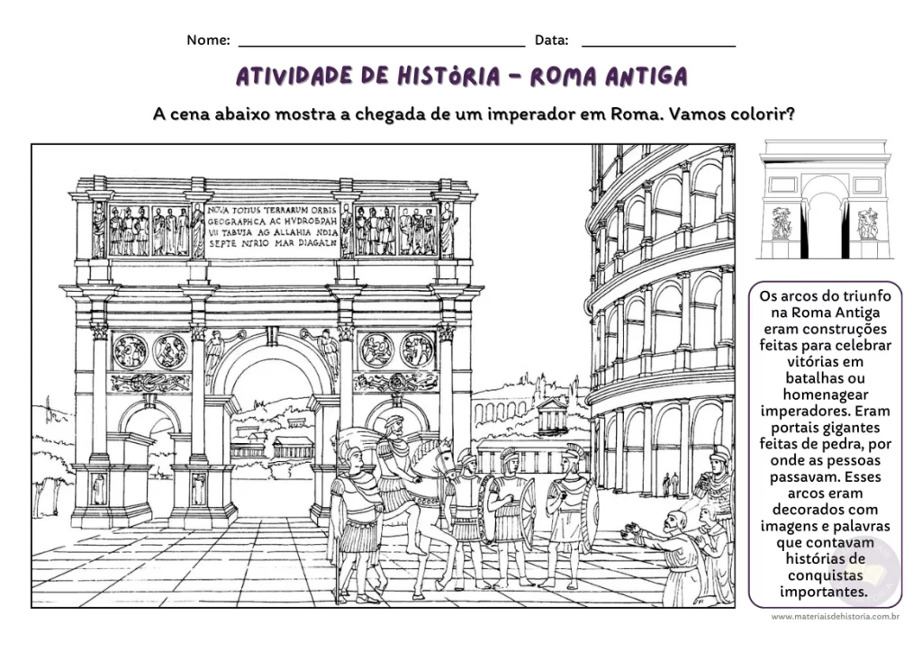 Uma das atividades adaptadas sobre Roma Antiga - colorir.