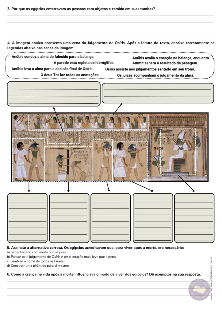 Atividade - Religião no Egito Antigo e a vida após a morte.