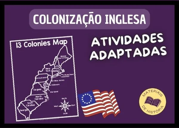 Capa da página que oferece Atividades Adaptadas gratuitas sobre história dos EUA.