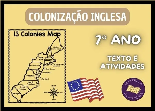 Capa da atividade sobre América Inglesa para sétimos anos.